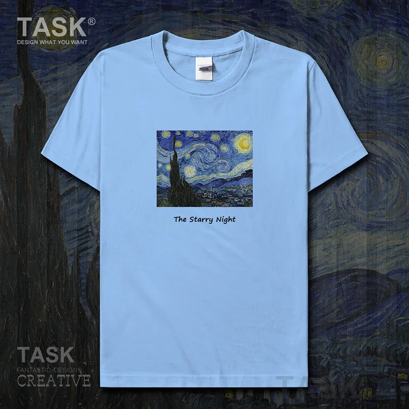 Mondo Famoso Dipinto Serie T-Shirt Van Gogh Nuova Arte Pittura Vestiti Del Manicotto Del Bicchierino Di Estate Del Cotone Di Stampa Divertente Moda St