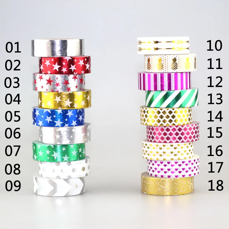 

NEW 1pc 15mm*10m Xmas Gold Foil Washi Tape Print Scrapbooking DIY Sticker Deco Japanese Masking Tape Lot 10m