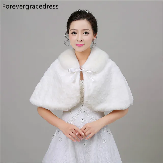 Price Forevergracedress 2018 New High Quality Faux Fur Stoles Wedding Wrap Winter Bolero Jacket Bridal Accessories Cape Cloak In Stock