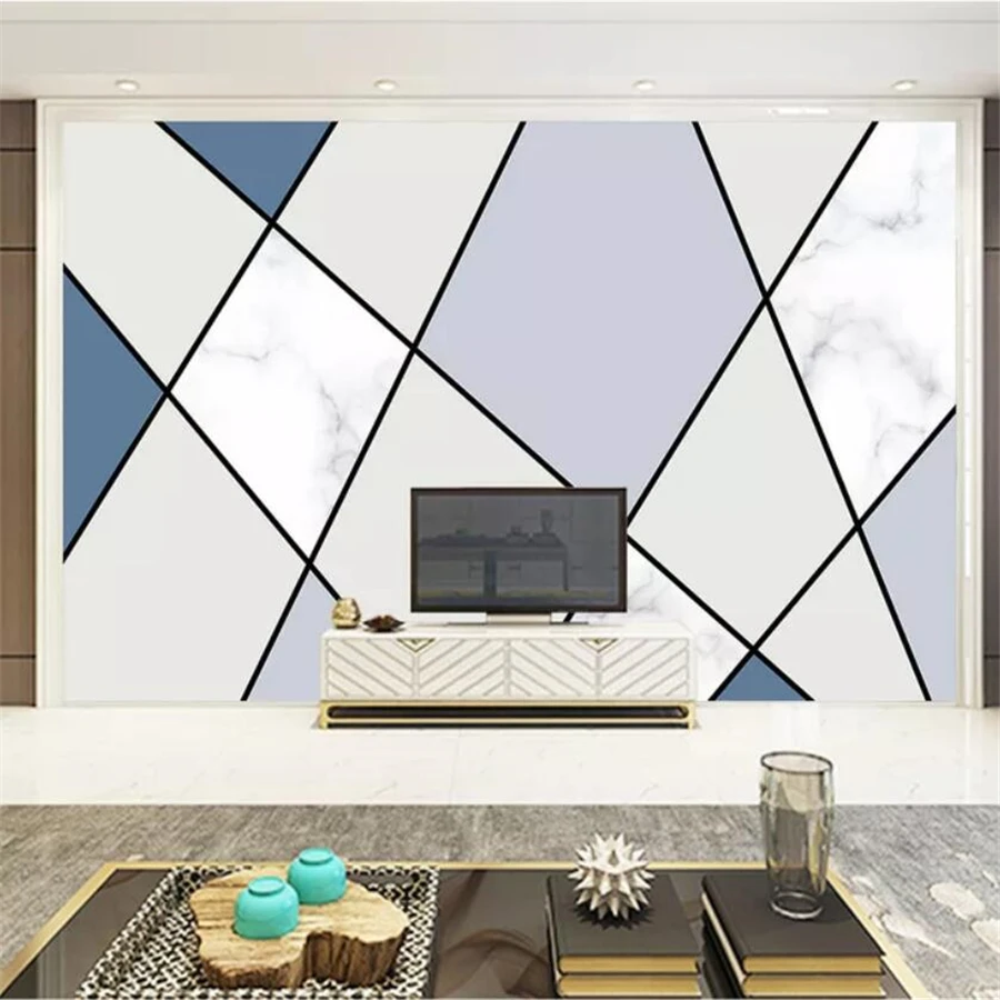 Обои на заказ 3d фрески современный минималистский джаз белый мрамор геометрический квадратный задний план стены Гостиная Спальня 3d обои