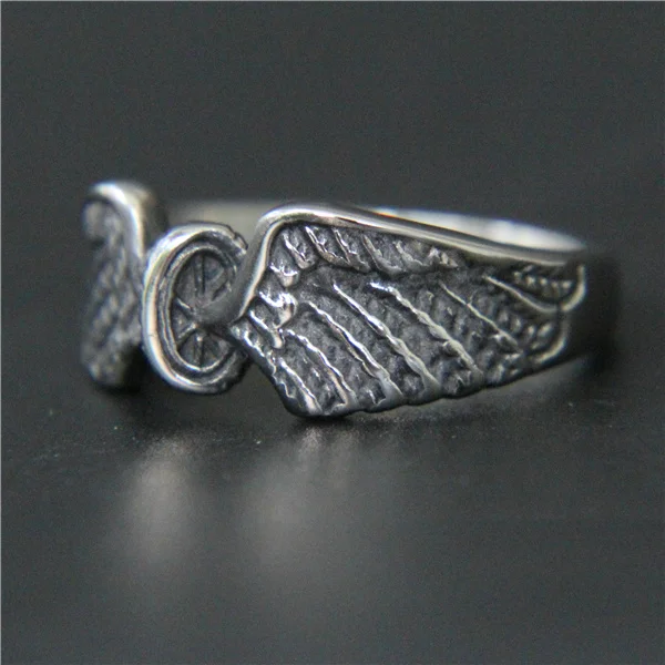 New Design Cool Wheel Wings Ring 316L Stainless Steel Large Size Mens Ring Fashion Punk Small Women Wings Ring 4