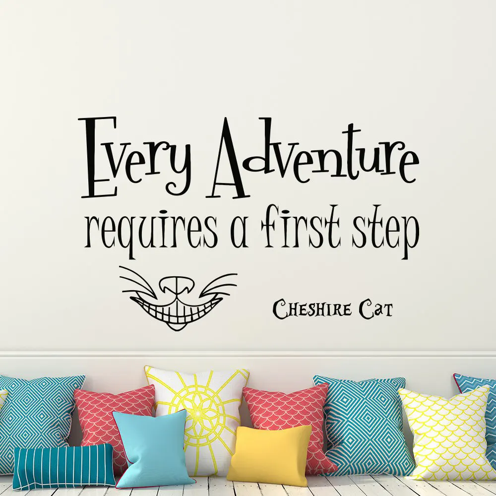 

Alice in Wonderland Quote Wall Decal Every Adventure Requires Words Vinyl Sticker Cheshire Cat Nursery Kids Room Wall M-185