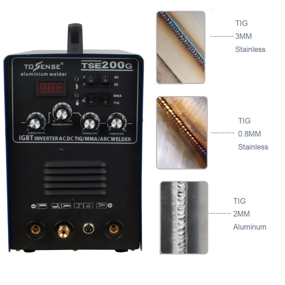 Алюминиевый сварочный аппарат 220 В TIG MMA ARC Stick 200A сварочный аппарат AC DC IGBT инвертор сварочный аппарат с сварочными расходниками TSE200G