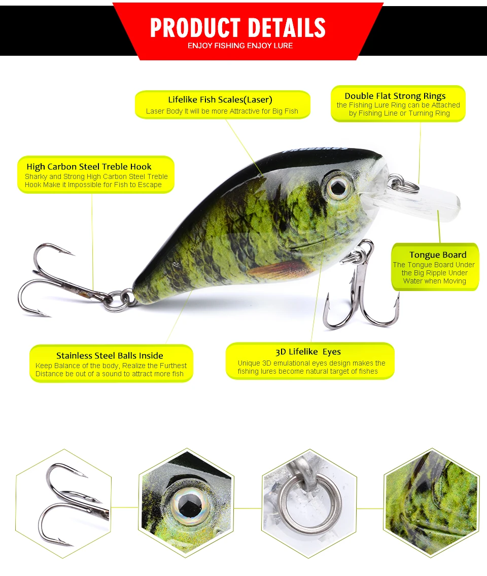 YOUGLE 6 шт./лот Proberos Crankbaits твердая приманка Рыболовная Приманка Crankbait снасть Swimbait бас