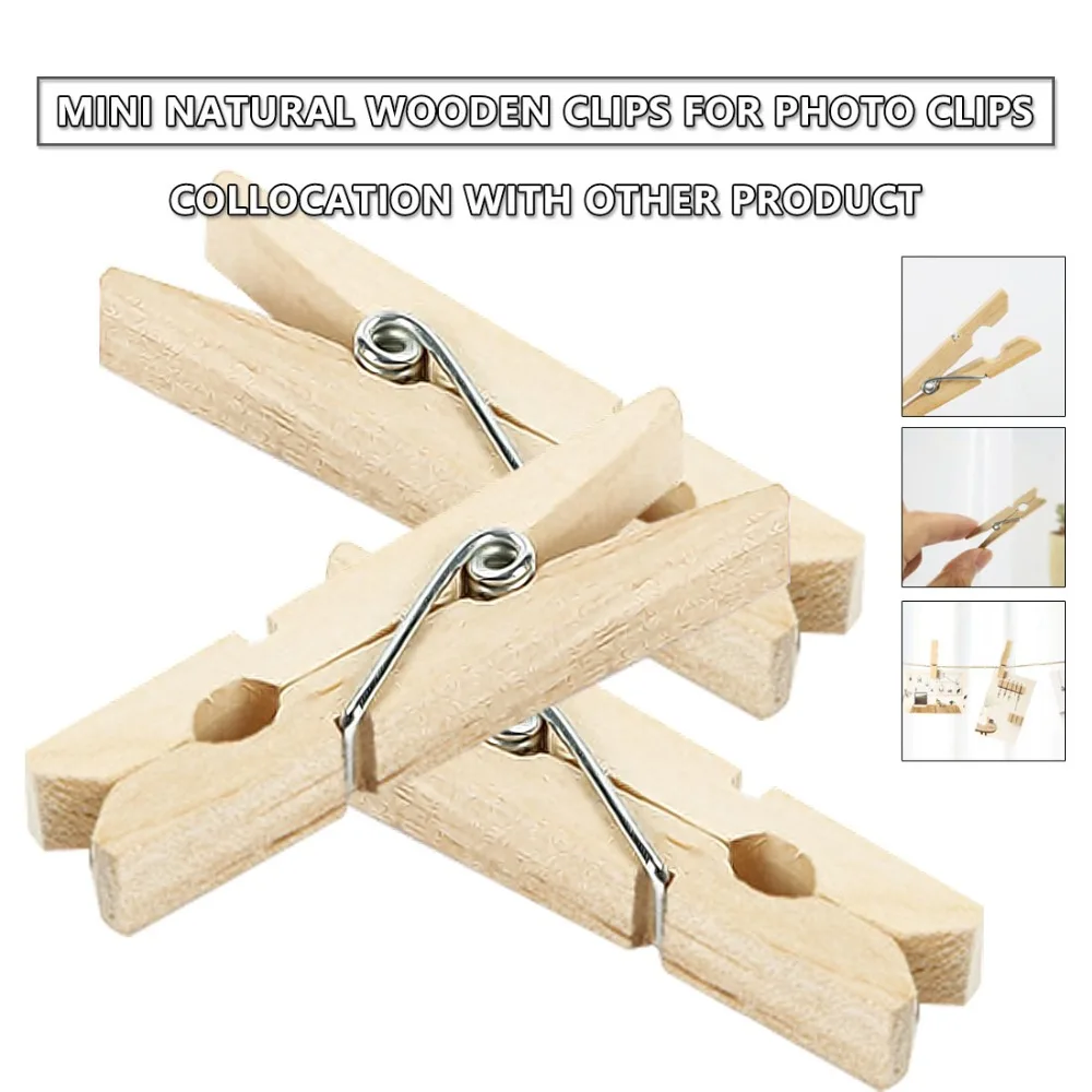 

50pcs Mini Wooden Pegs Natural Wood Clothe Photo Paper Pin Craft Clips Rustic Wedding Party Decorations Party Supplies