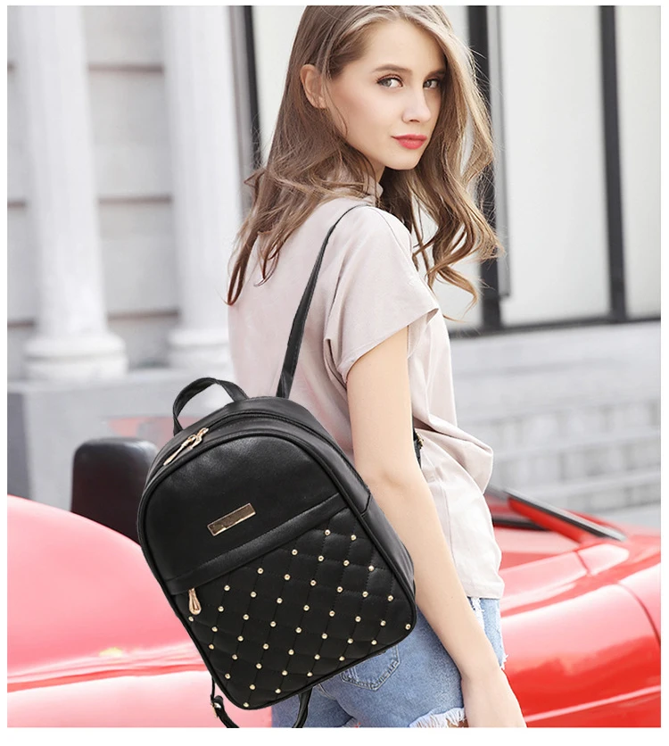 Fashionable Girl's Studded School Backpack 1