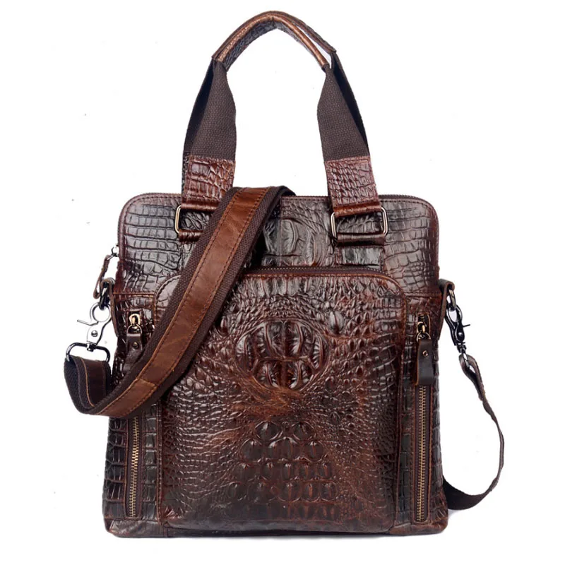 Men&#39;s Genuine Leather Cowhide Crocodile pattern Business Handbag Briefcase Messenger Shoulder ...