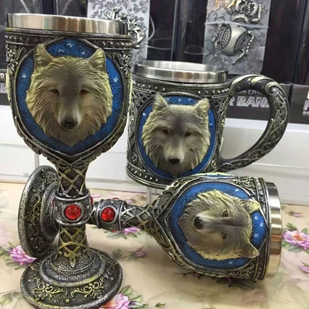 301 400 мл 3D Волк Кубок смолы нержавеющая сталь вина Хэллоуин вечерние кружка для