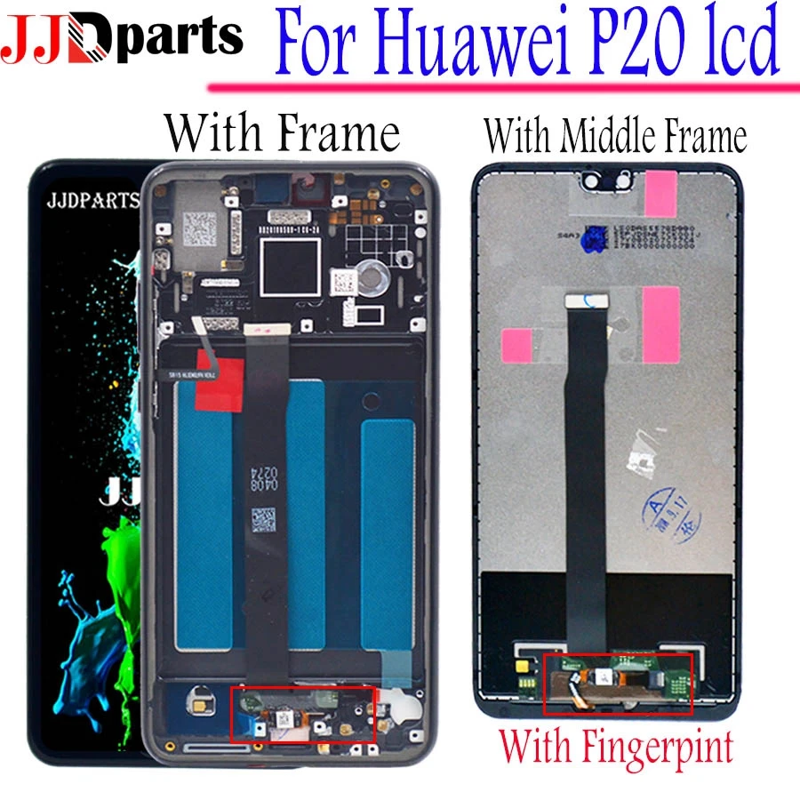 

For Huawei P20 LCD Display +Touch Screen Digitizer Assembly huawei p20 lcd with Frame for Huawei p20 eml-l29 screen Replacement