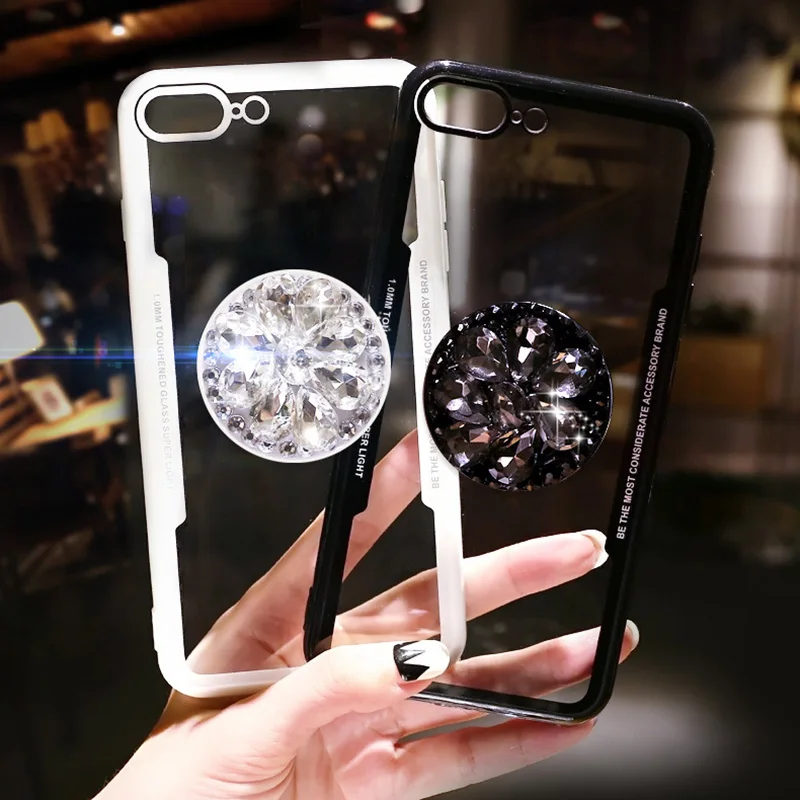 

For Xiaomi Redmi Note 4 5 4X For Redmi 4X 5A 5 6 5Plus s2 Cover Coque DIY CZ Diamond Phone stand Acrylic Soft Clear Phone Case