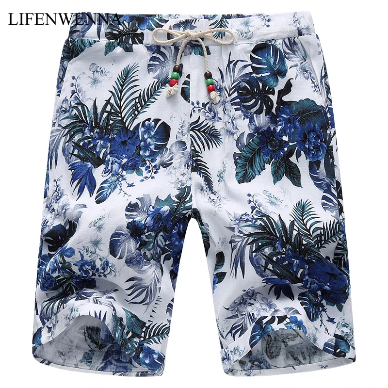 

2019 New Summer Men's Shorts Fashion Flower Print Elastic Waist Slim Fit Shorts Men High Quality Board Shorts Men Plus Size 6XL
