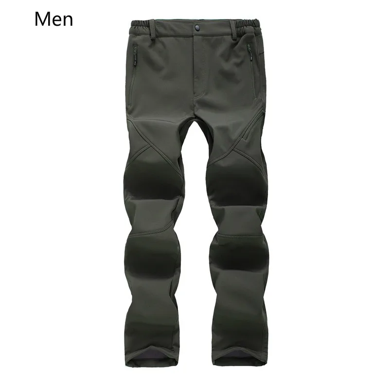 Invierno de los hombres y las mujeres al aire libre Stormtrousers de alta permeabilidad Soft-shell montañismo y de peluche pantalones Camping Trekking