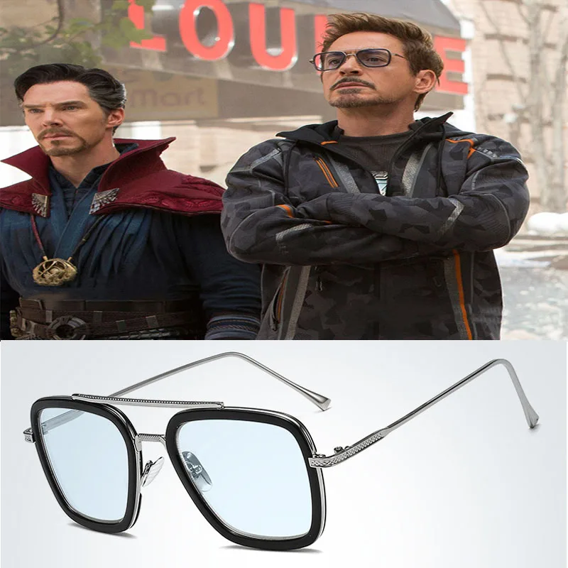 

2019 Fashion Avengers Tony stark Flight Style Sunglasses Men Square Brand Design Vintage Sun Glasses Male Oculos De Sol UV400