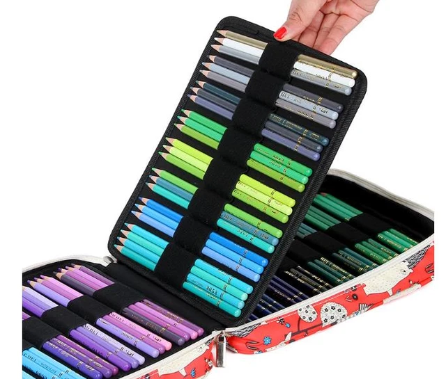 Estuche de lápices de colores con 120 ranuras, bolso de gran capacidad, de  cuero PU, con cremallera, portátil, con correa para el mango, fijo para  niños y estudiantes - AliExpress