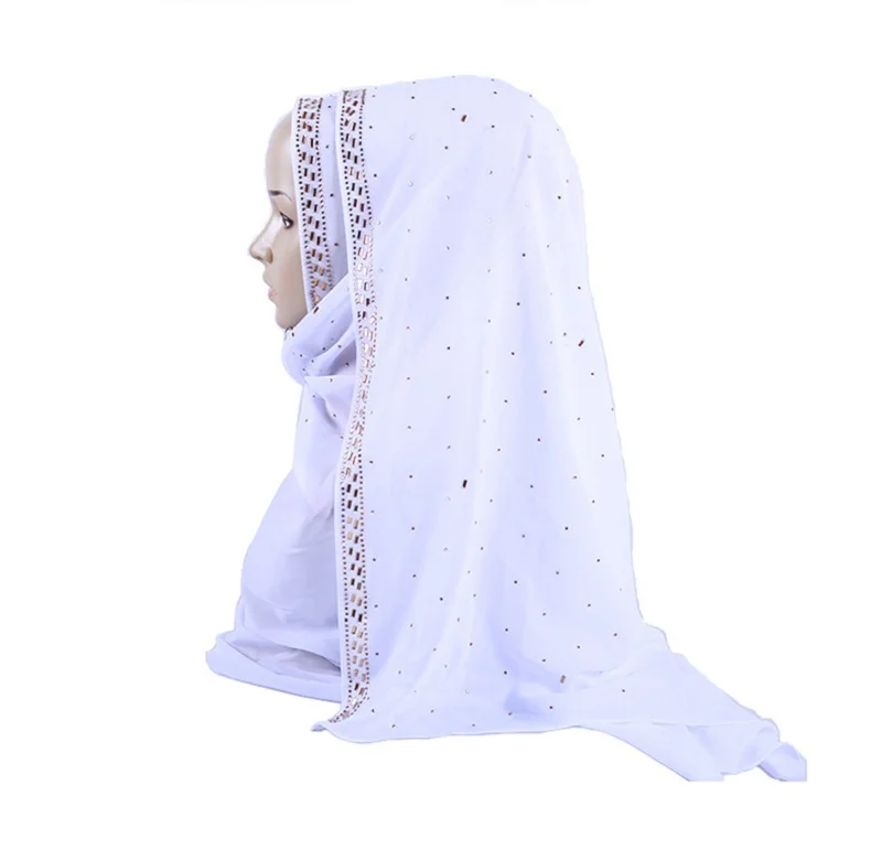 

Factory Outlet Chiffon Scarf Glitter Rhinestone Lady Muslim Turban Hijabs With Sequin Dot Rhinestone Shimmer Long Islam Shawl