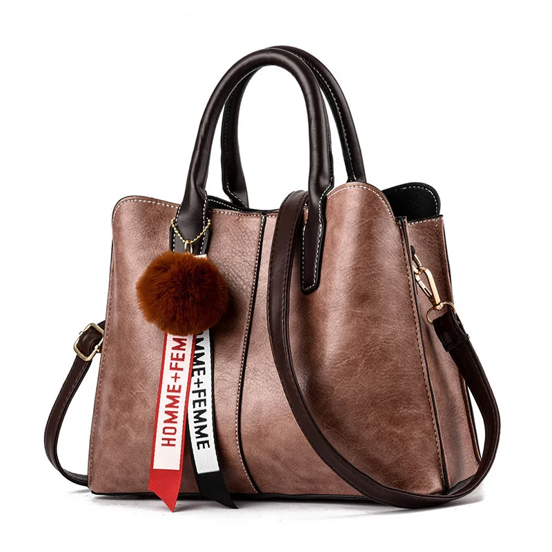 LAN LOU сумка на плечо женская сумка для женщин Высокое качество модные кожаные сумки новая сумка с помпонами Женская Повседневная сумка через плечо - Цвет: Розовый