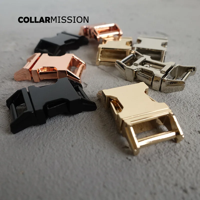 

Contoured side release buckle kirsite diy dog collars accessory durable security lock retailing 15mm webbing strapping 4 kinds