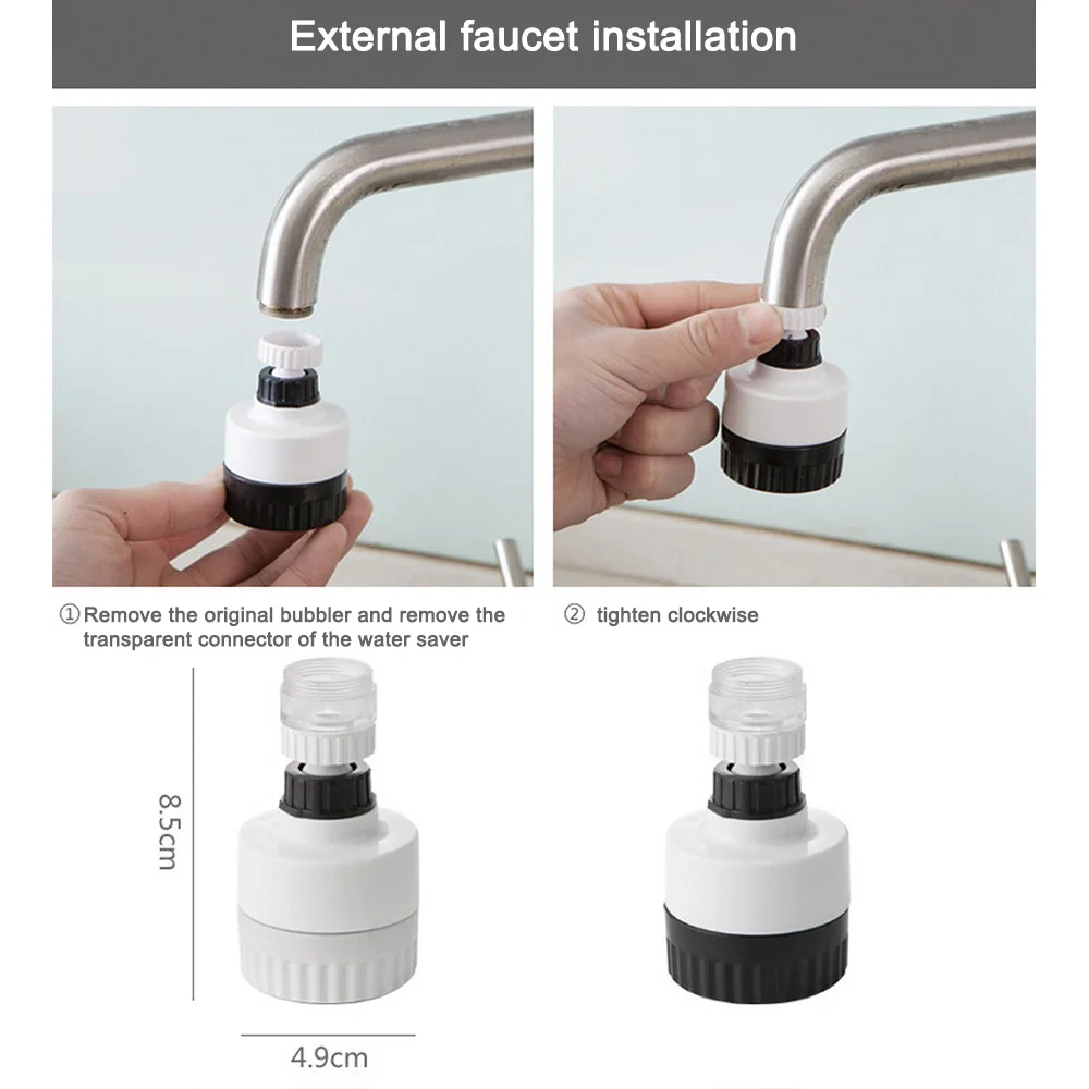 

360 Degree Rotatable Shower Filter Bathroom Kitchen Faucet Filter Pulse Shower Dual Mode Shower Water Saving Device Accessories