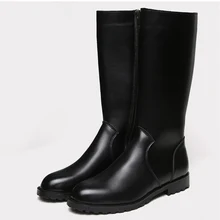 OUDINIAO/армейские ботинки; мужские высокие военные ботинки на молнии в стиле панк; мужские однотонные мотоботы до середины икры; Мужская обувь в стиле рок