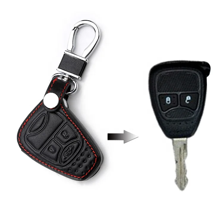 3 Button Leather key Cover Case for CHRYSLER 300 PT Cruiser Sebring Dodge Caliber Nitro Jeep Compass Liberty Remote Fob Key