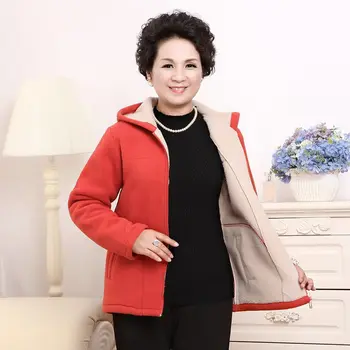 

Fleece Jacket Hooded Casual Loose Large Size Womens Clothing 2019 New Middle Age Lady Lamb Coat Sweatshirts & Hoodies 5XL f1270