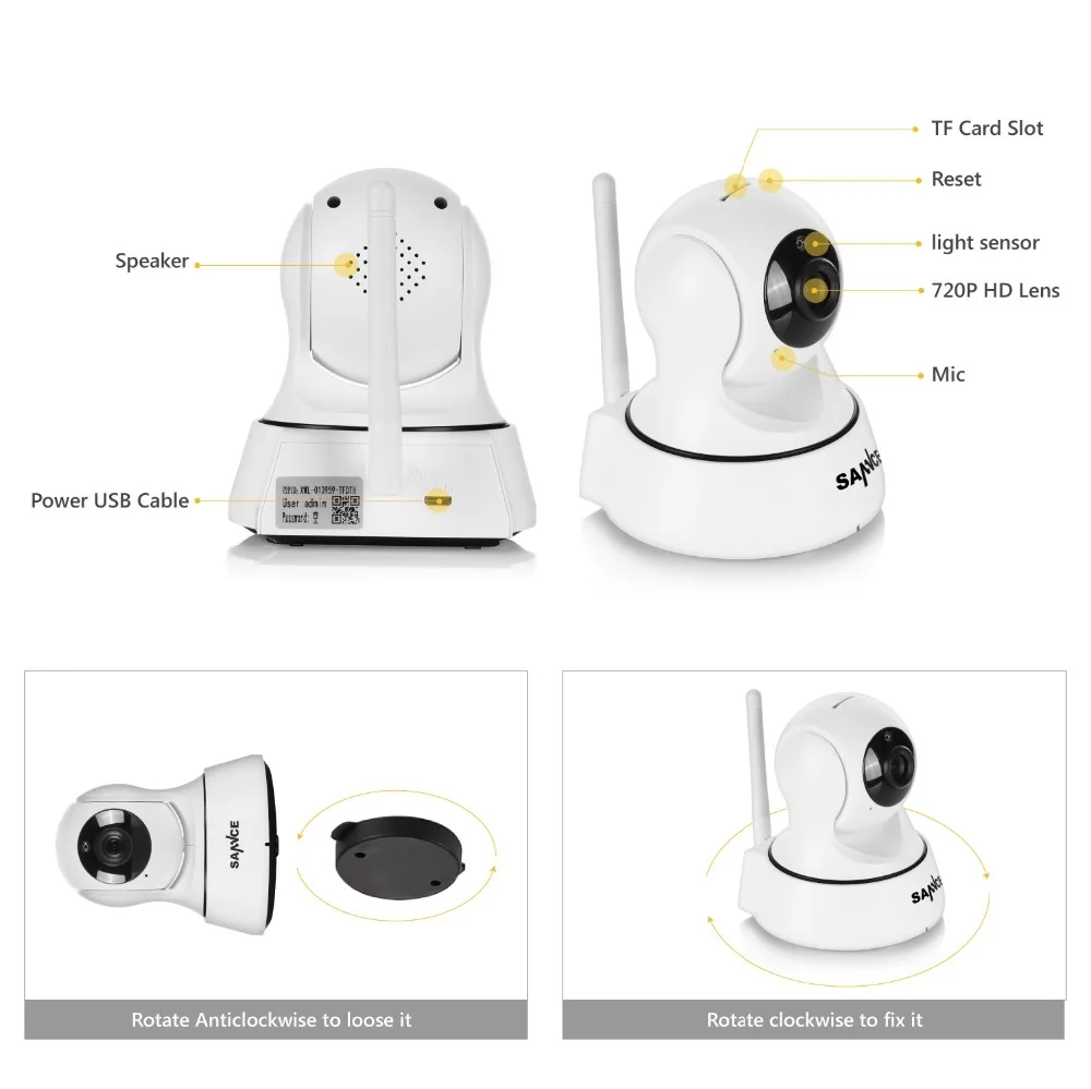 SANNCE 720P ip-камера 6 ИК светодиодов ночного видения с ИК-фильтром для помещений 1MP Беспроводная CCTV камера наблюдения детский монитор