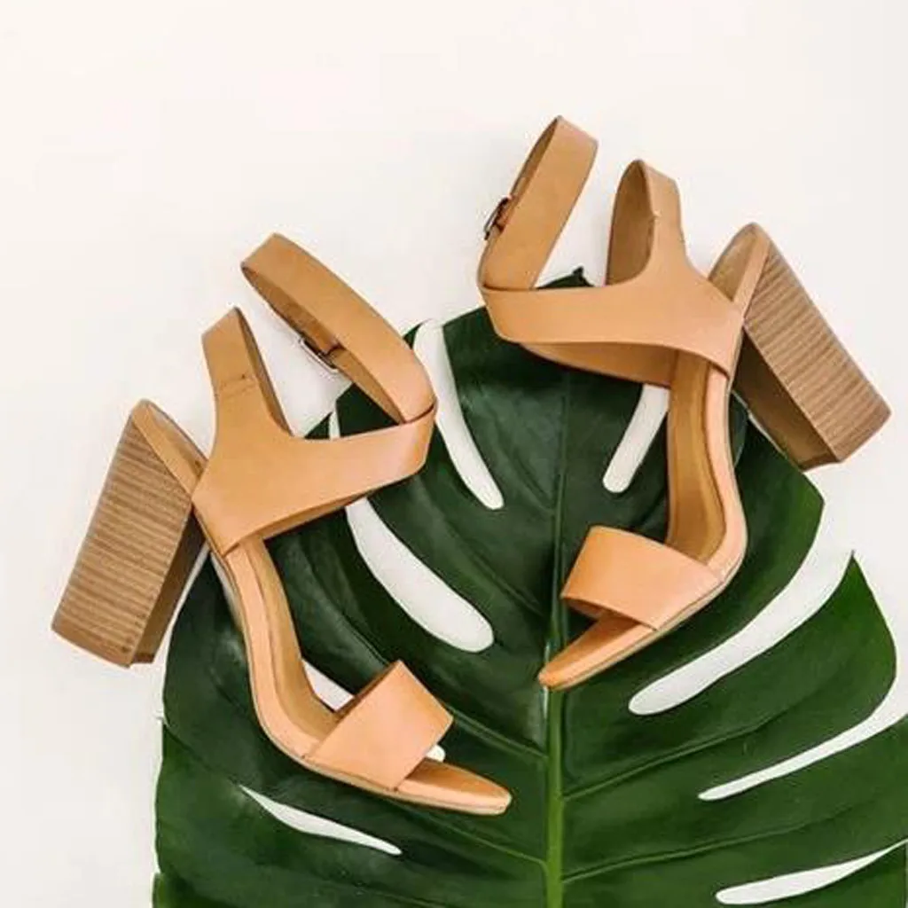 Летние босоножки г. Женская обувь с открытым носком на квадратном каблуке в римском стиле модная обувь на высоком каблуке с ремешком на щиколотке, zapatos de mujer de moda# N3