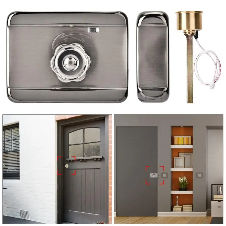 

12V Electronic Single Head Door Lock Silver Security Smart Intelligent Remote Control Lock With Key Access Control System