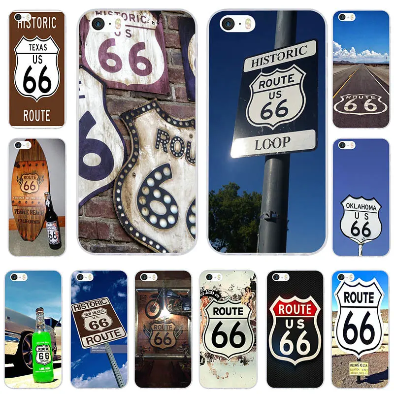 

Soft TPU Silicone Mobie Phone Case Accessories Cover for iPhone 8 7 6 6S Plus X 10 5 5S SE 5C 4 4S Shell Route 66 California USA