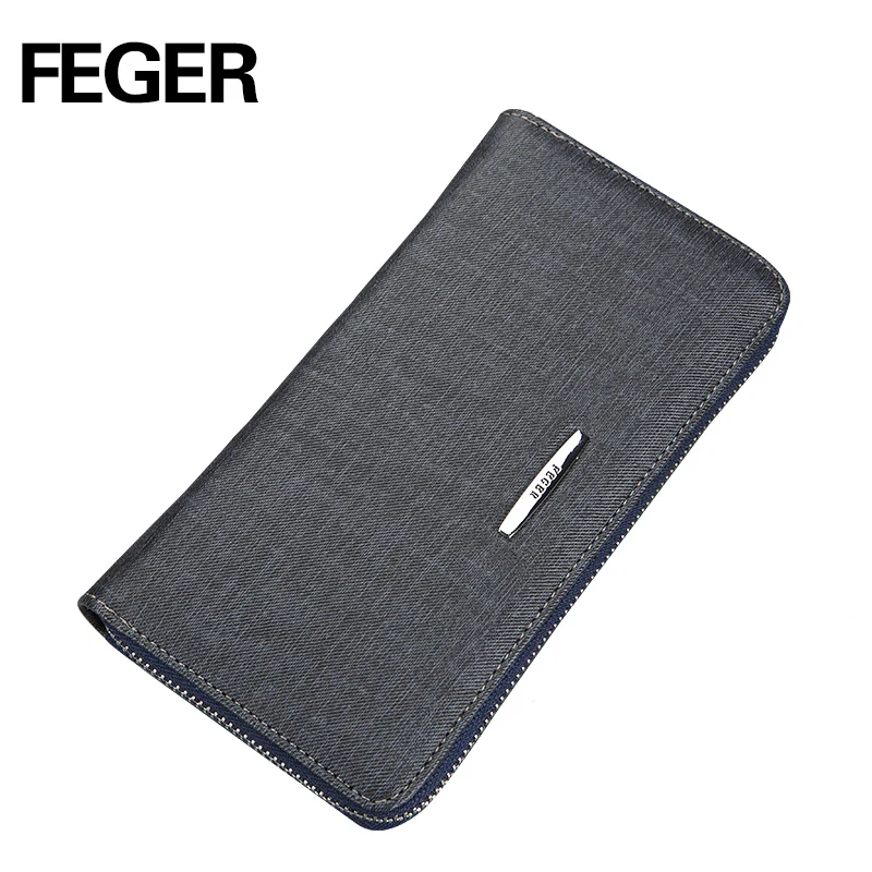 FEGER PVC clutch walelt fashion men dark blue clutch bag card wallet with coin slot