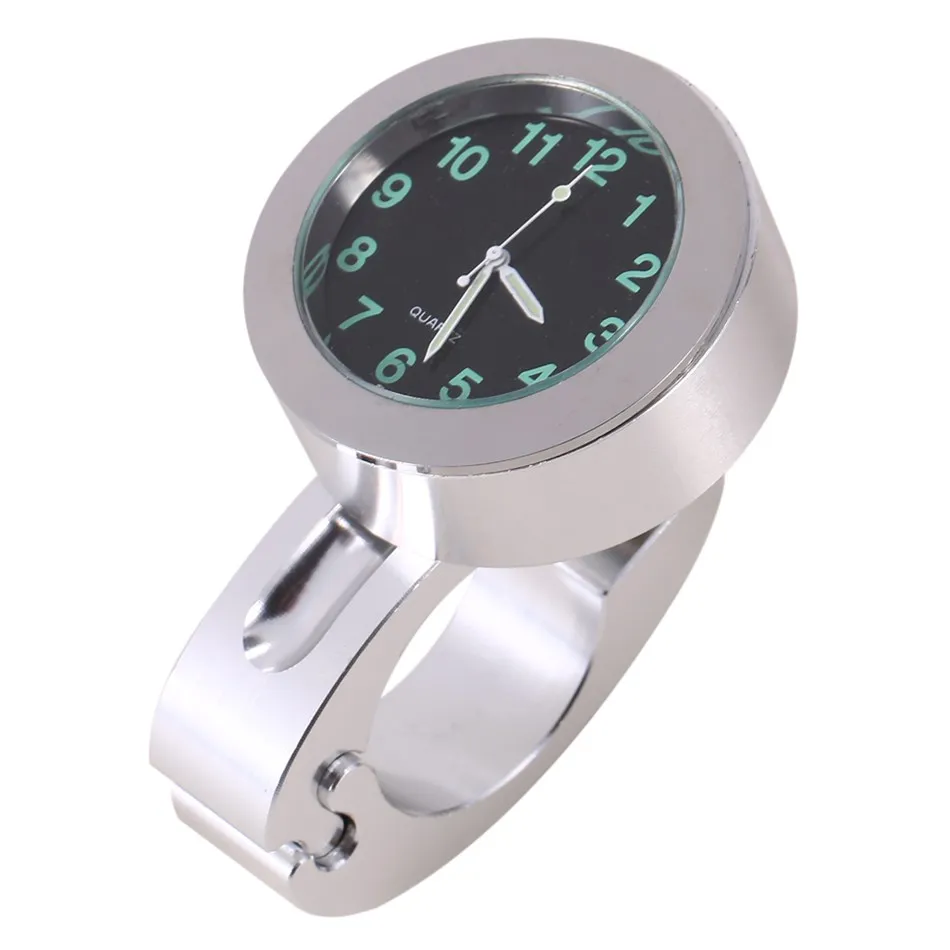 

Silver Color 7/8" Motorcycle Accessory Handlebar Mount Clock Watch Universal
