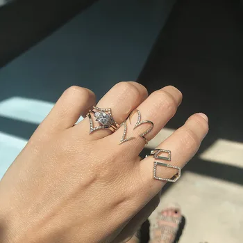 

Gold color cz open heart ring for women 2019 valentines lover girlfriend gift jewelry wholesale cheap