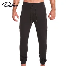 Бренд Taddlee, Мужские штаны для бега, фитнеса, спорта, базовые, задыхающиеся, узкие, черные, тренировочные штаны с карманом