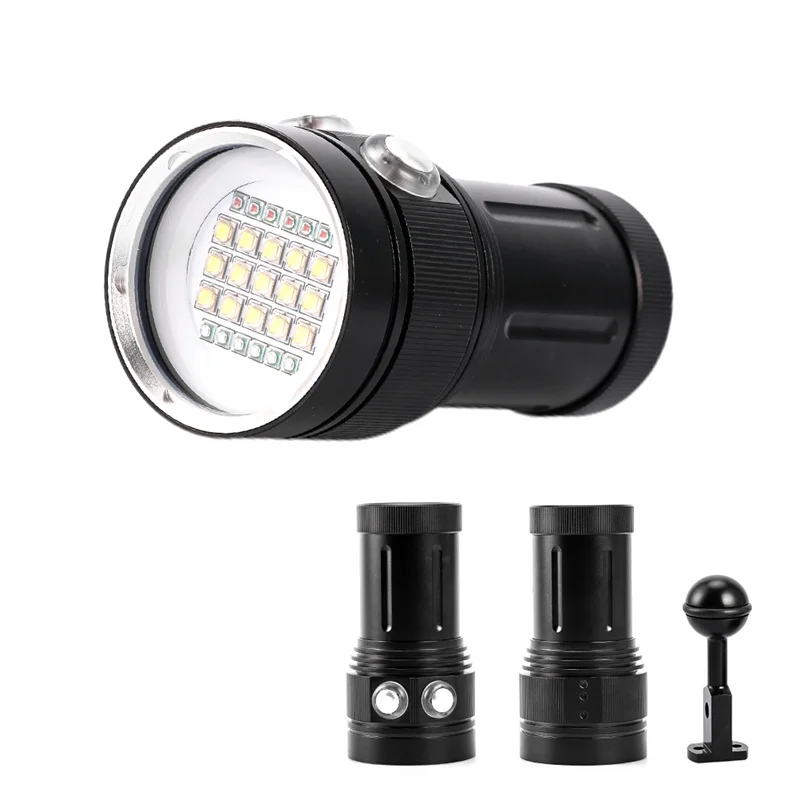 

Diving Light Underwater 100m Scuba Video Light 15 XML2+6 Red+6 UV LED Photography Video Dive Flashlight Lamp