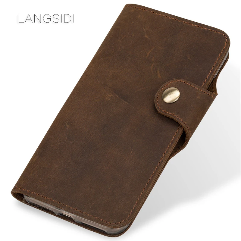 Wangcangli Ponsel Merek Ponsel Kasus Kulit Retro Clamshell Kulit Handphone Shell untuk Vivo X9 Plus Handmade Handphone Shell