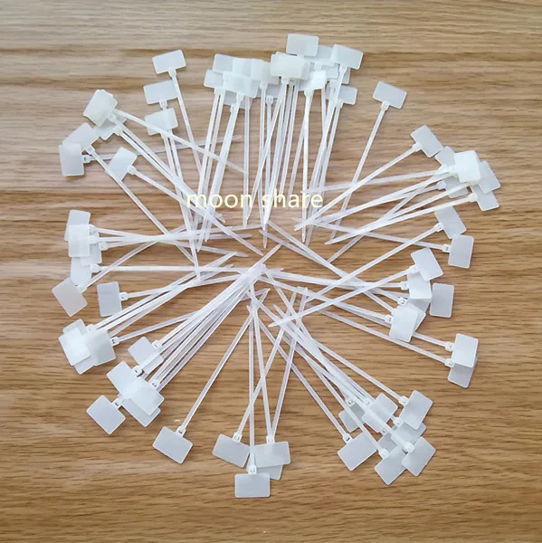 100Pcs Zip Ties Write On Wire Power Cable Label Mark Tags 4" inch 11cm Nylon self