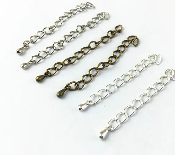 

50pcs 3 Colors Length 50mm Extended Extension Chains Necklace Bracelet Chain Tail Extender for Jewelry Making Findings