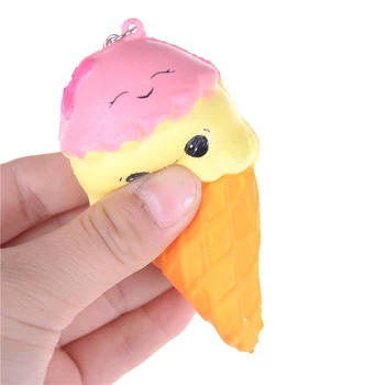 

10/18cm Jumbo Squishy Colorful Face Ice Cream Cone Slow Rising Soft Squishes Cream Scented Original Package Phone Strap Kid Gift
