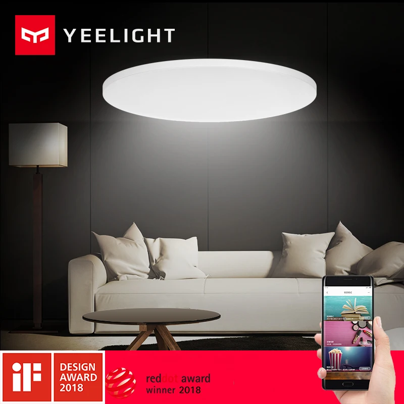 

2018 Xiaomi Yeelight Led ceiling 480mm 32W work to mi home app and google home and For amazon Echo For xiaomi smart home kits