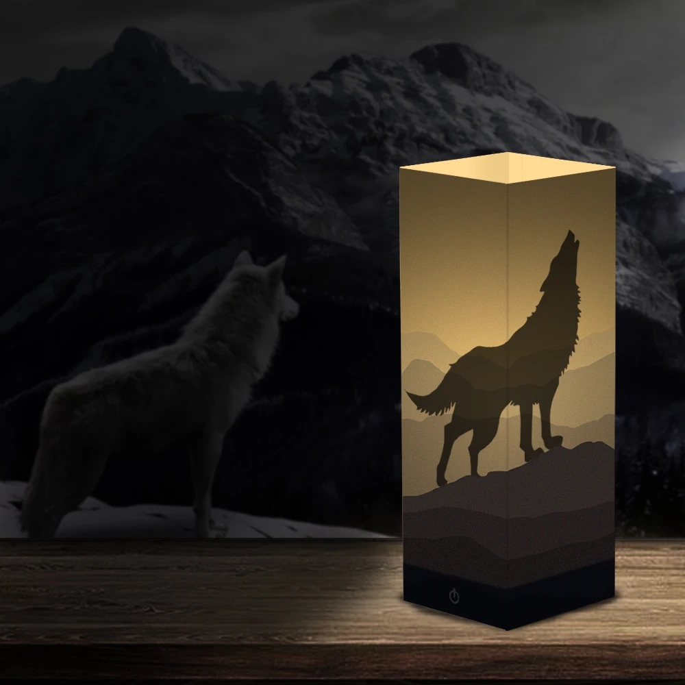 Creative wolf Shadow night light winter wolf design LED warm white