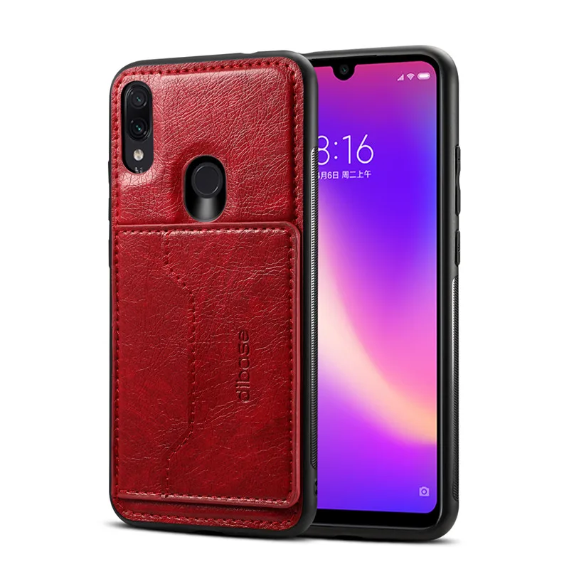 Магнитный автомобильный держатель, кожаный чехол для Xiao mi Red mi Note 7, Xiaomi mi, 8, 9, se, 9SE, mi 9, mi x, 3, кошелек, задняя крышка, чехол-подставка, чехол для телефона - Цвет: Красный