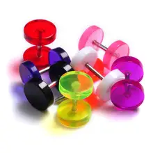 2 шт. Акриловые Неоновые Искусственные Поддельные Обманщицы серьги шпильки штанга Ушная заглушка Ушная серьга Калибр Конус Пирсинг для ушей для мужчин женщин 8 мм