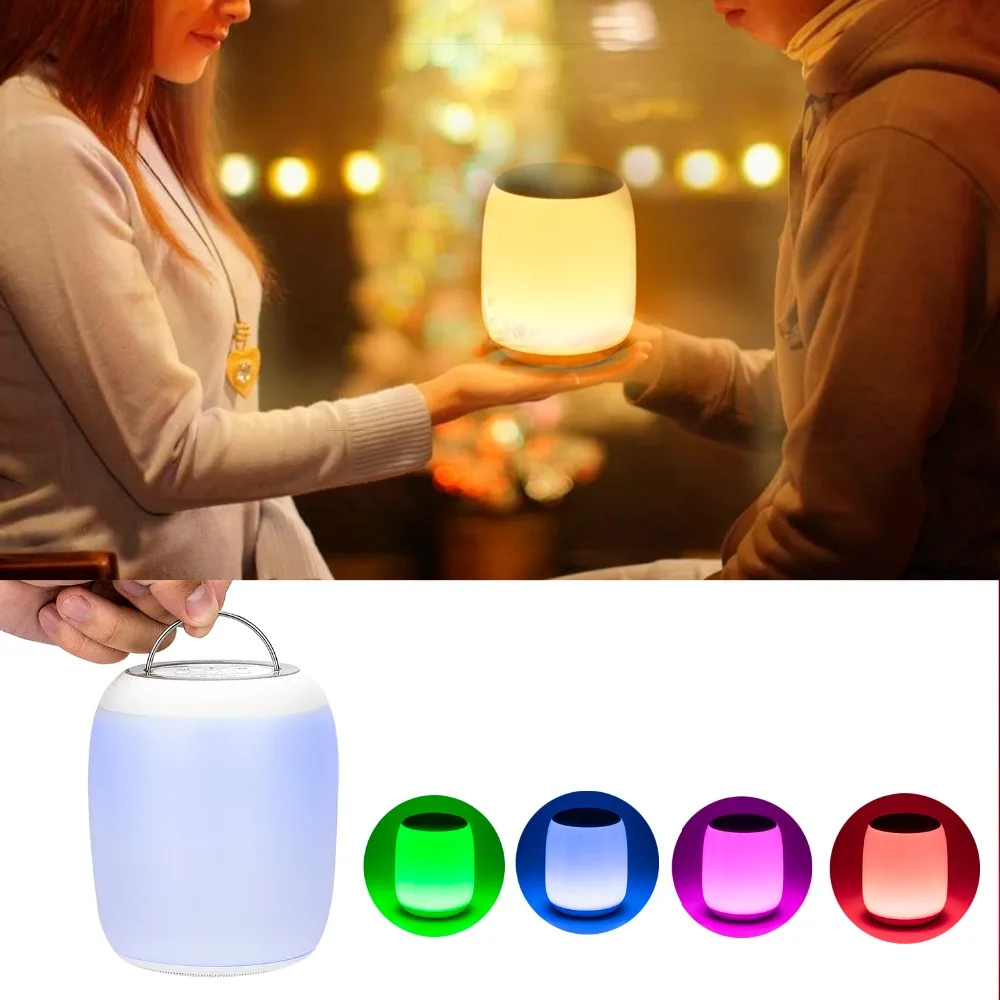 Q5 Portable Outdoor Bluetooth Stereo Speaker lamp LED Smart Night Light Bedside Lamp RGB White Touch RGB decorative led lights