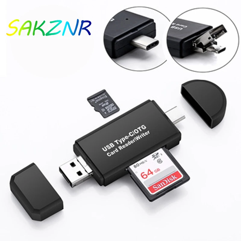 Type C и micro USB и USB 3 в 1 OTG Кардридер высокоскоростной USB2.0 Универсальный OTG TF/SD для Android Компьютерный удлинитель-переходник