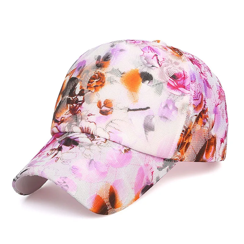 Women Vintage Adjustable Floral Printed Baseball Caps Summer Snapback