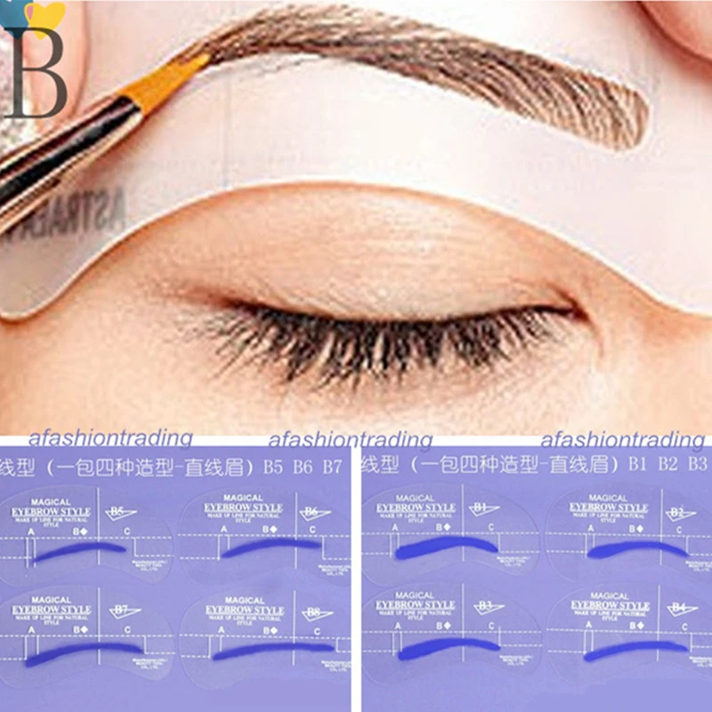 

8pcs B Styles Brow Painted Eyebrow Pencil Stencils Model Template Stencil for Eye Eyebrow