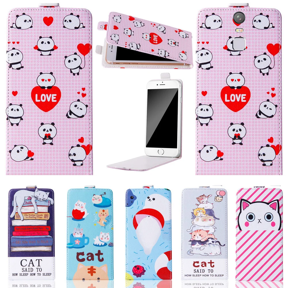 Fashion Cartoon vertical up and down Stand Flip PU Leather Cover Plastic Back With Card Holders For Wolder Wiam 65 Lite Case | Мобильные