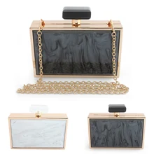 Модная женская сумка-конверт Marbling сумочка коробка Свадебная вечеринка день клатч Сумочка Кошелек Повседневная Женская цепочка через плечо вечерняя сумка