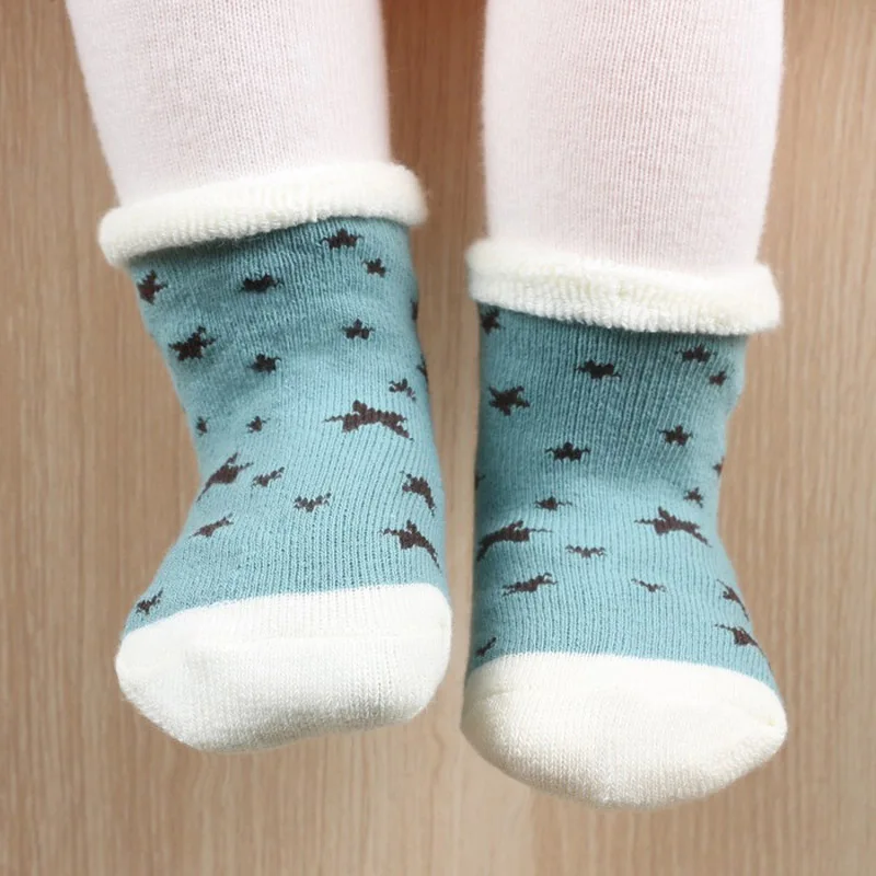 Детские зимние теплые носки хлопок толстые дышащие детские носки не скользящие для младенцев мягкие носки CS.72 - Цвет: Синий