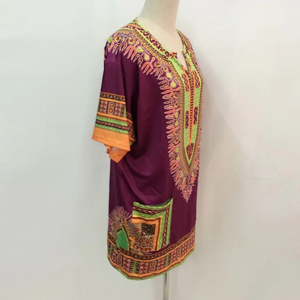 Fadzeco Женская одежда с Африканским принтом, одежда в африканском стиле, платье с цветочным принтом, свободные повседневные топы с карманами